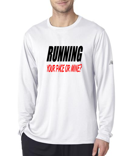 Running - Your Pace Or Mine - NB Mens White Long Sleeve Shirt